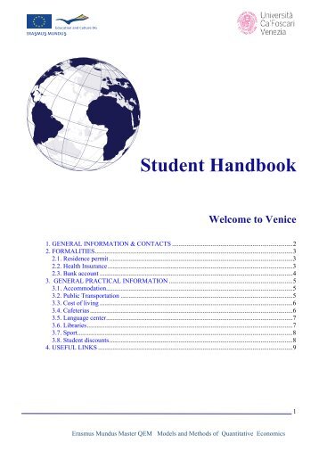 Student Handbook Welcome to Venice - Master QEM Erasmus ...