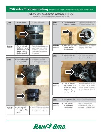 Problem: Valve Won't Shut Off (Weeping or Full Flow ... - Rain Bird