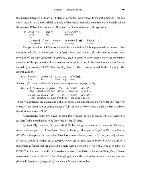 Chapter 18 Lexical Functions: Description of Lexical Relations in a ...