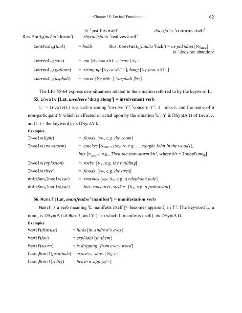 Chapter 18 Lexical Functions: Description of Lexical Relations in a ...