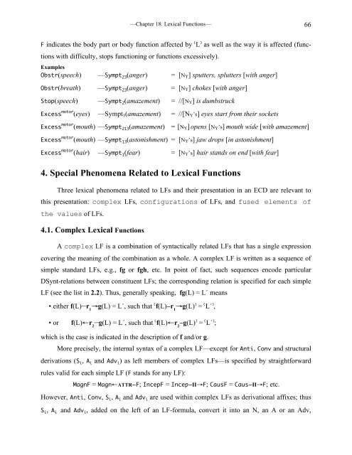 Chapter 18 Lexical Functions: Description of Lexical Relations in a ...