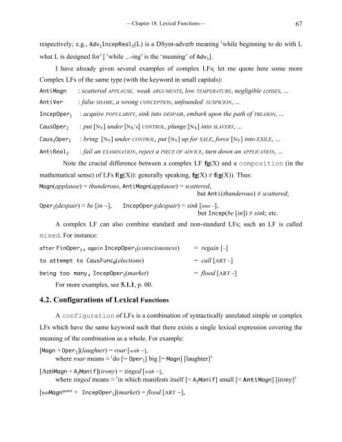 Chapter 18 Lexical Functions: Description of Lexical Relations in a ...