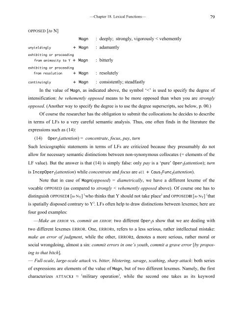 Chapter 18 Lexical Functions: Description of Lexical Relations in a ...