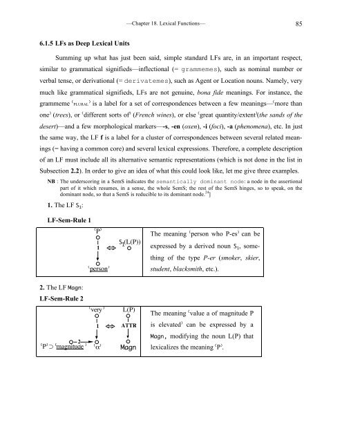 Chapter 18 Lexical Functions: Description of Lexical Relations in a ...