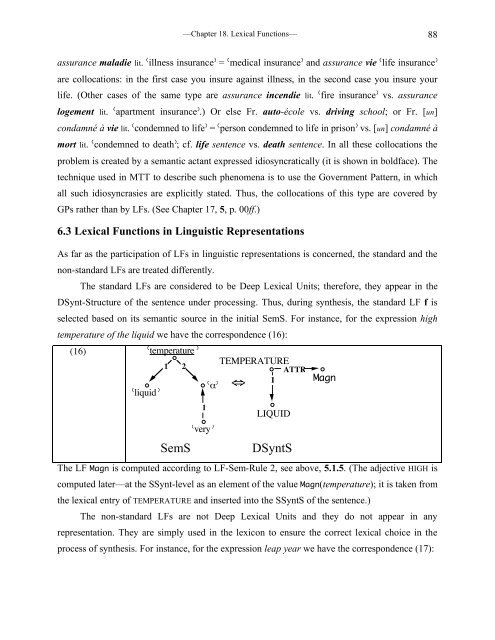 Chapter 18 Lexical Functions: Description of Lexical Relations in a ...