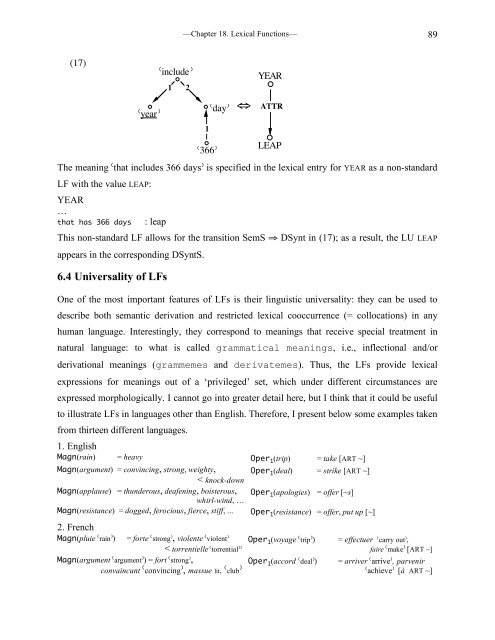 Chapter 18 Lexical Functions: Description of Lexical Relations in a ...