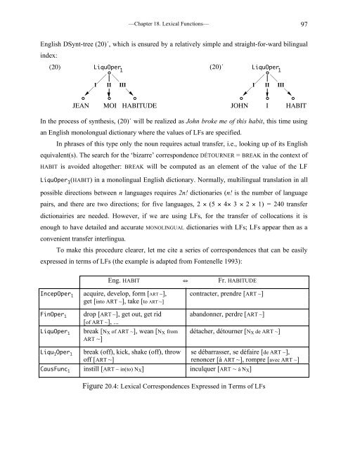 Chapter 18 Lexical Functions: Description of Lexical Relations in a ...