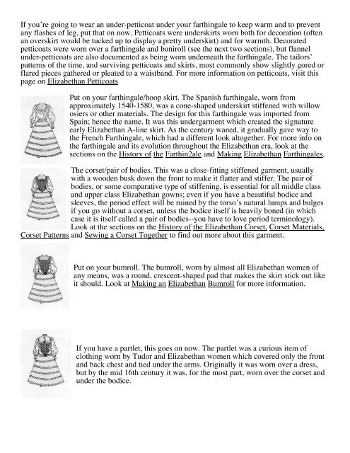 Overview of an Elizabethan Outfit