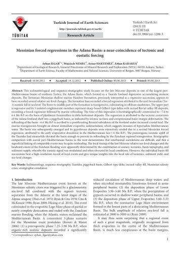 Messinian forced regressions in the Adana Basin: a near ... - Tübitak