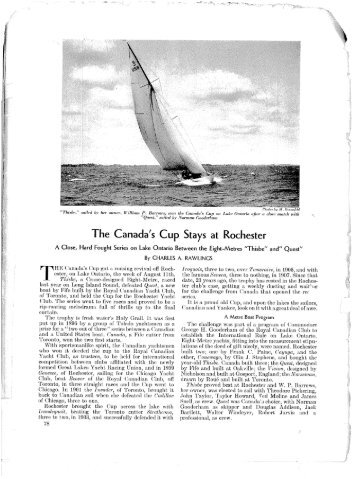 The Canada's Cup 1930 F - Rochester Yacht Club