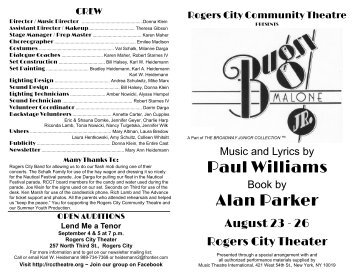 Paul Williams Alan Parker - Rogers City Community Theatre