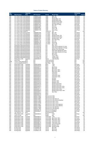 Directory of Cigarettes 2013.01.08.xlsx - Mass.Gov