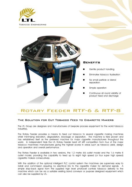 Rotary Feeder Rtf 6 Rtf 8 Ltl Group