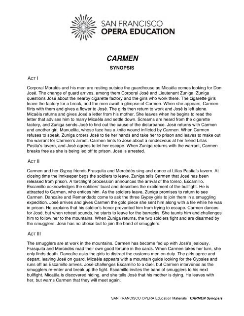 Carmen Synopsis - San Francisco Opera