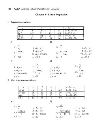 Chapter 8 – Linear Regression