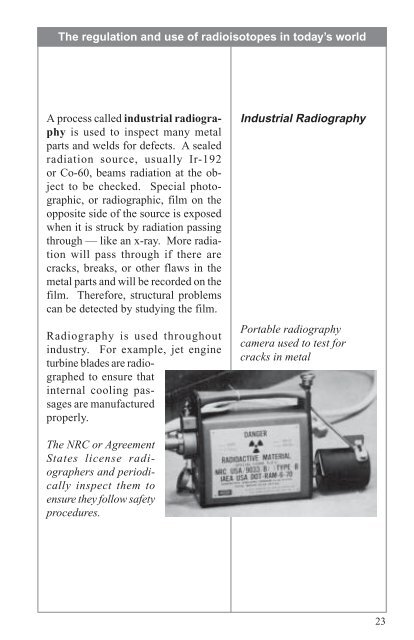 the regulation and use of radioisotopes in today's world - NRC