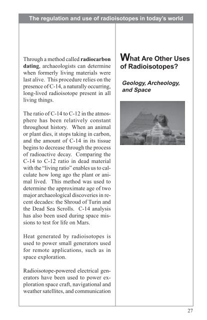 the regulation and use of radioisotopes in today's world - NRC