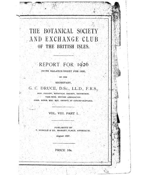 HE BOTANICAL SOCIETY AND EXCHANGE CLUB - BSBI Archive