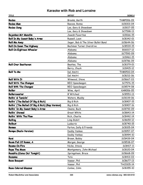 Songs by Artist - 1 col - Spectrum Entertainment