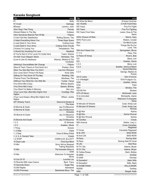 Karaoke Songbook This Is Schraderville