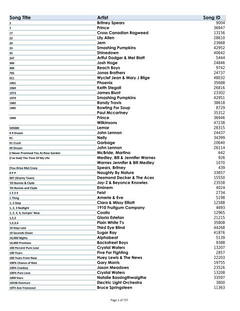 Karaoke Songs List Xlsx Mountain Music Dj Karaoke