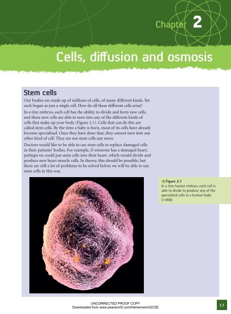 Cells, diffusion and osmosis Chapter - Pearson Schools