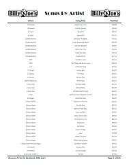 Search For Songs By Song Title - Billy Joe's Lounge