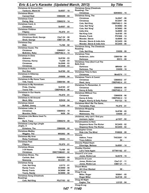 Eric & Lor's Karaoke (Updated March, 2013) by Title