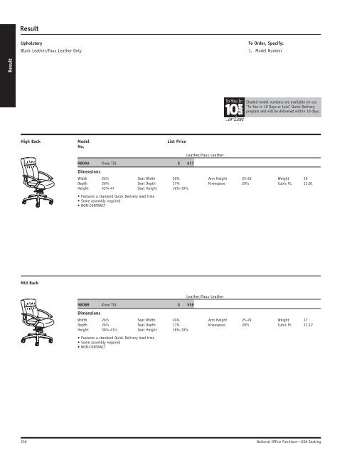 GSA Seating Price List - National Office Furniture