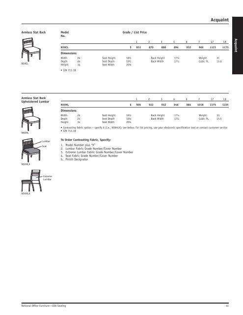 GSA Seating Price List - National Office Furniture