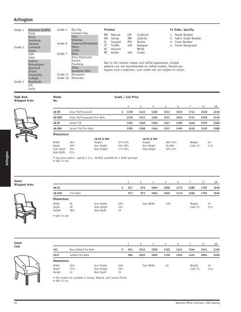 GSA Seating Price List - National Office Furniture