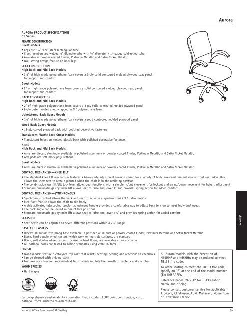 GSA Seating Price List - National Office Furniture