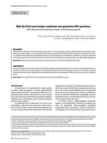 Mal de Pott com lesões cutâneas em paciente HIV-positivo. - Sopterj