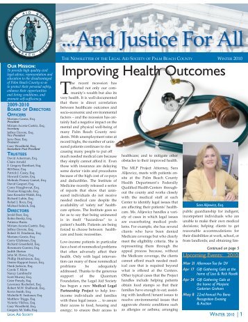 Improving Health Outcomes - Legal Aid Society