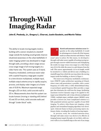 Through-Wall Imaging Radar - MIT Lincoln Laboratory