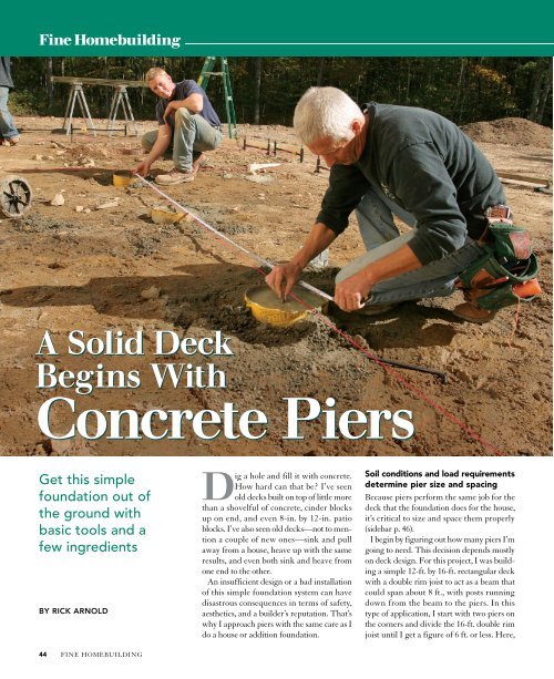 A Solid Deck Begins with Concrete Piers - Fine Homebuilding