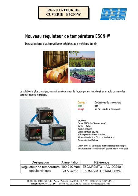 Nouveau régulateur de température E5CN-W - D3E Electronique