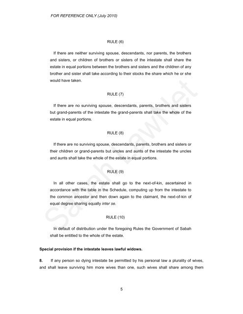 Intestate Succession Ordinance 1960 - Sabah Lawnet