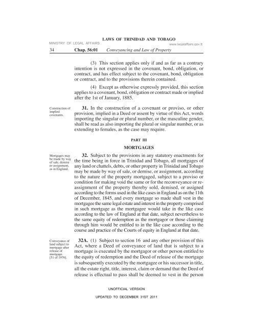 The Conveyancing and Law of Property Act - Ministry of Legal Affairs