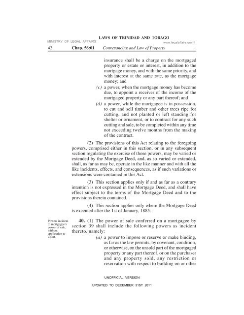 The Conveyancing and Law of Property Act - Ministry of Legal Affairs