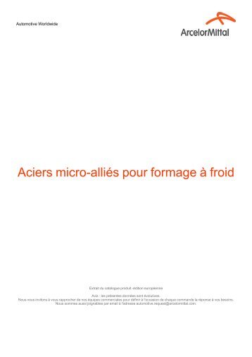 Aciers micro-alliés pour formage à froid - ArcelorMittal