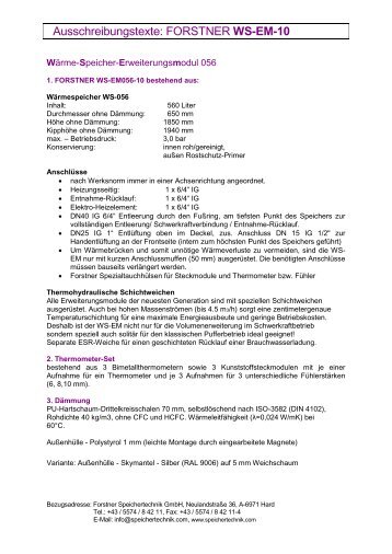 Wärme-Speicher-Erweiterungsmodul 098 - Forstner ...