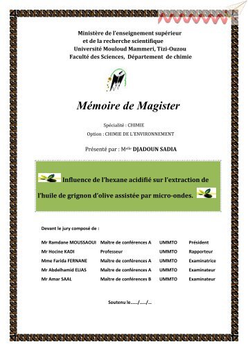 Mémoire de Magister - Université Mouloud Mammeri de Tizi Ouzou