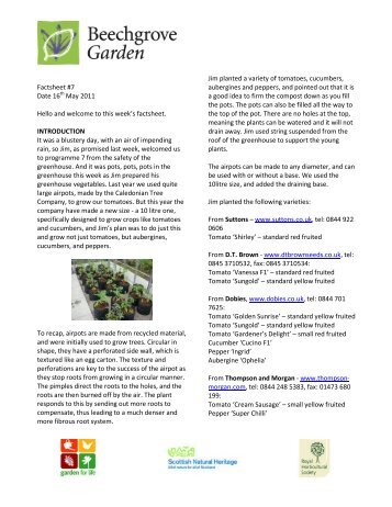 Factsheet #7 - The Beechgrove Garden