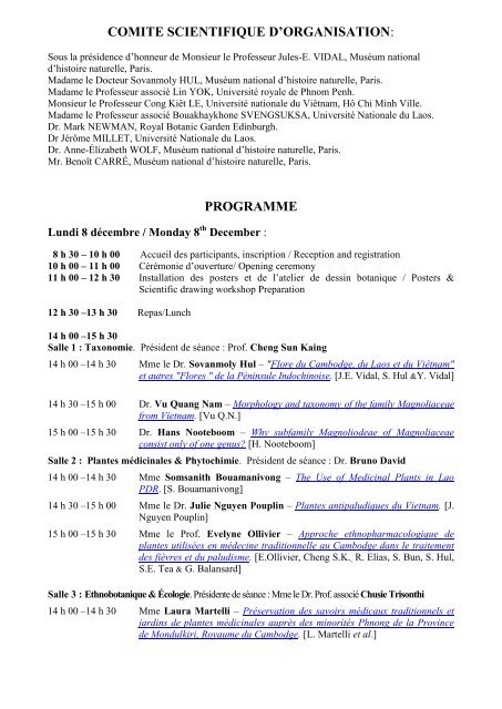 1er Symposium de la Flore du Cambodge, du  - Flora Indochina