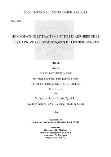 Virginie, Claire JACQUOT - Thèses - Ecole nationale vétérinaire d ...