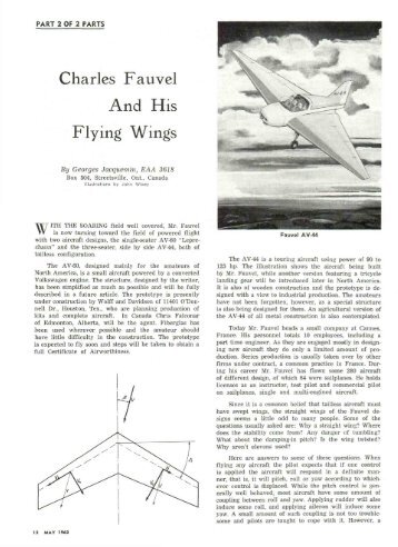 Charles Fauvel and His Flying Wings - EAA