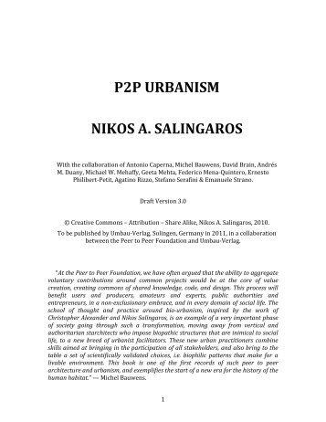 P2P URBANISM NIKOS A. SALINGAROS