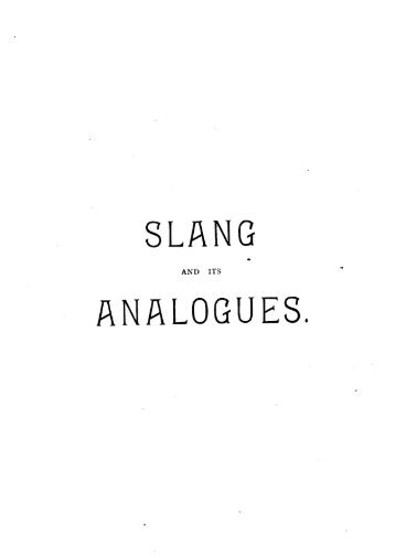 SLANG ANALOGUES. - Horntip