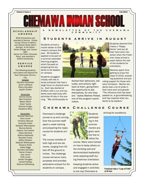 to download the Fall Newsletter and - Chemawa Indian School
